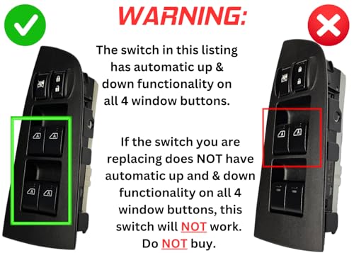 SWITCHDOCTOR Window Master Switch & Bezel Set for 2009-2014 Nissan Maxima SV (25401-9N00D)