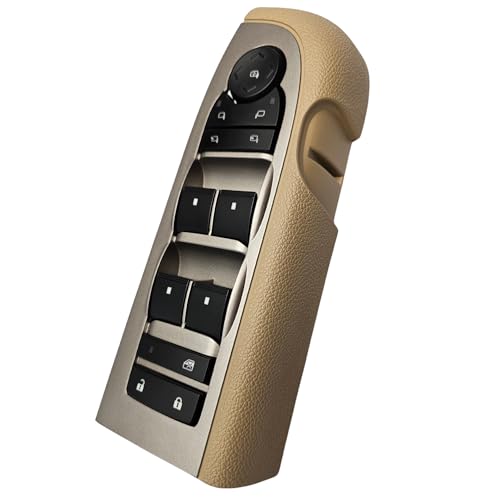 SWITCHDOCTOR Window Master Switch and Tan Bezel Compatible with 2007-2013 Chevrolet Silverado with Power Folding Mirrors (20835553) (Power, Button, Control, Chevy)