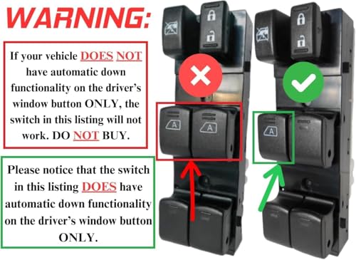SWITCHDOCTOR Window Master Switch Assembly for 2007, 2008, 2009, 2010, 2011, 2012 Nissan Altima Sedan S, Base (Full Assembly)