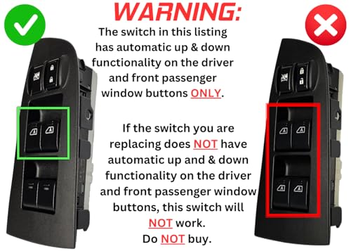 SWITCHDOCTOR Window Master Switch and Bezel Set for 2009-2014 Nissan Maxima (Driver & Front Passenger Auto Up & Down, 25401-9N00E)