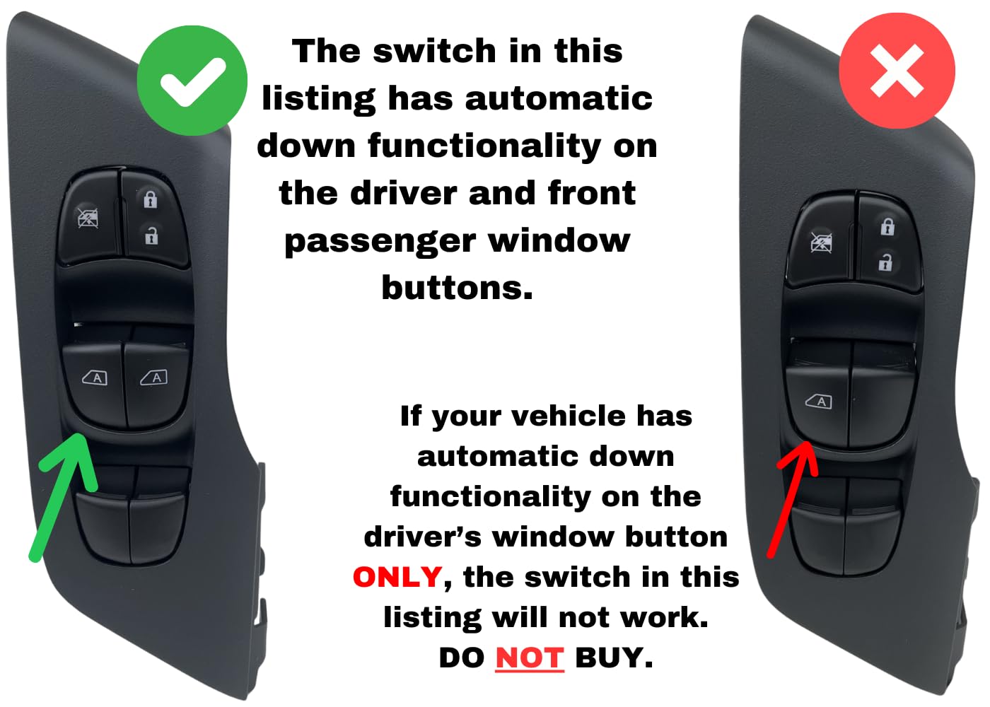 SWITCHDOCTOR Window Master Switch and Black Bezel Assembly Compatible with 2013-2018 Nissan Altima (Trim, Cover, Panel) (Dual Auto)