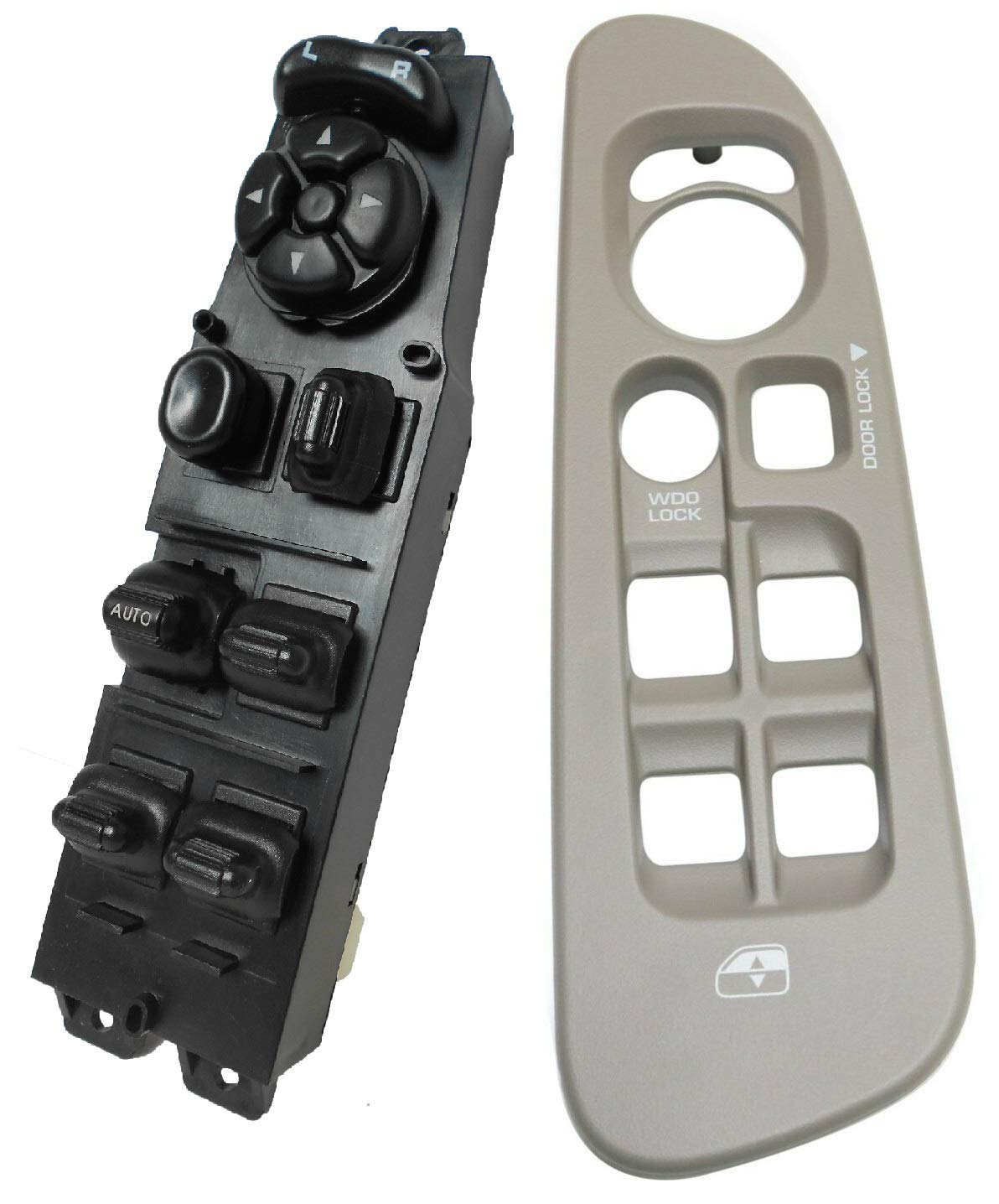 SWITCHDOCTOR Window Master Switch & Bezel Set for 2002, 2003, 2004, 2005, 2006, 2007, 2008 Dodge Ram (Quad Cab, Crew) (Black Bezel)