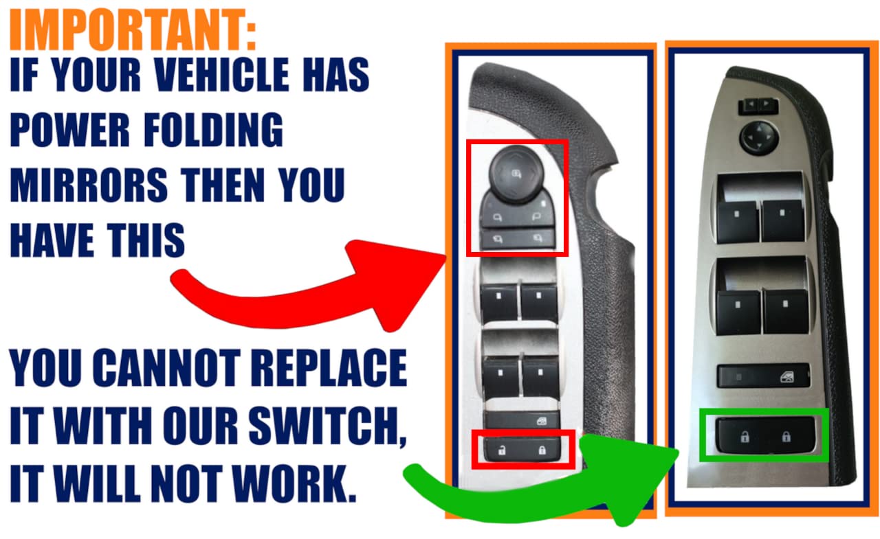 SWITCHDOCTOR Lock Switch compatible with 2007-2013 Chevrolet Silverado 1500 2500 3500 and GMC Sierra 1500 2500 3500, 2009-2016 Traverse, 2009-2011 HHR