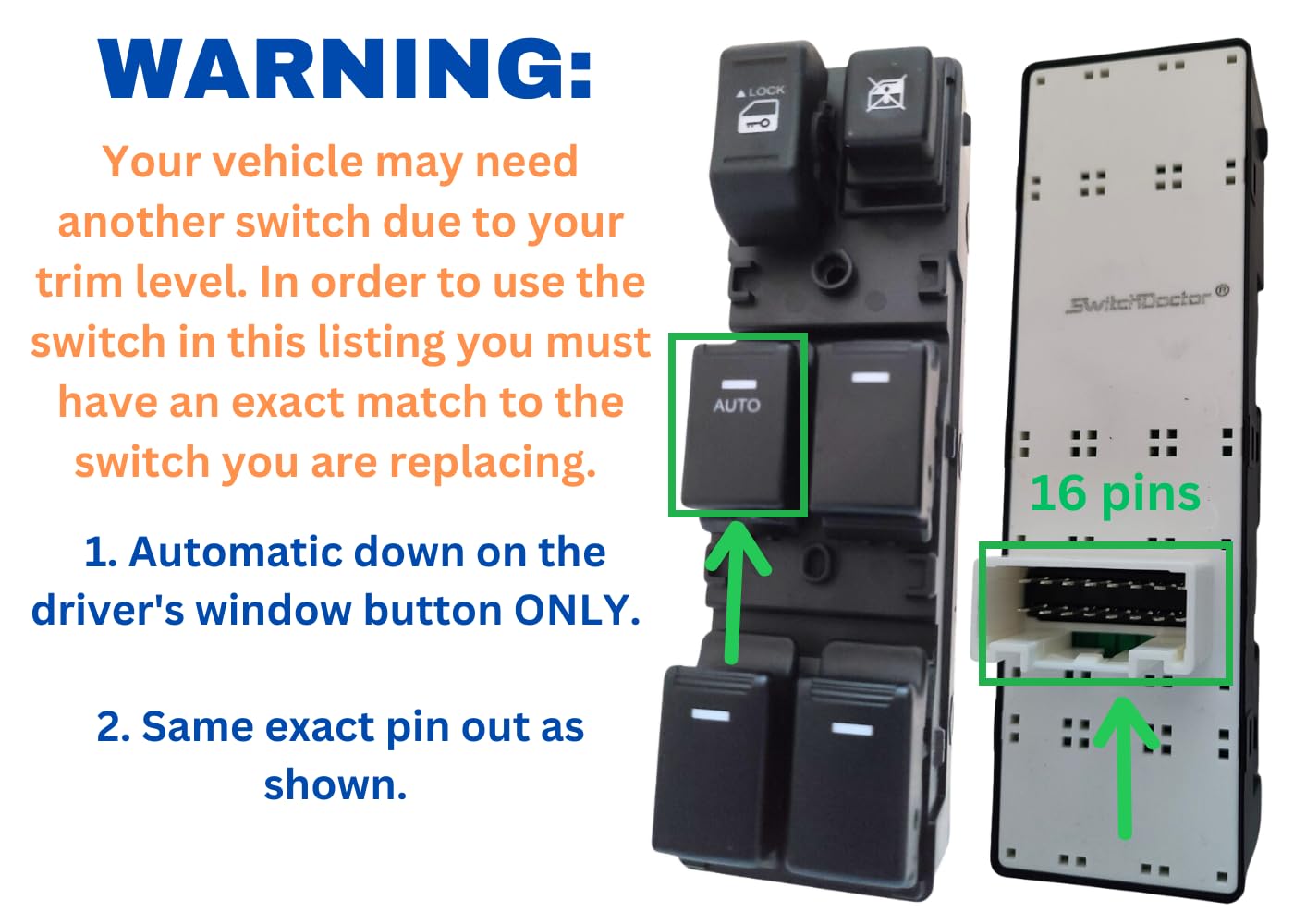 SWITCHDOCTOR Window Master Switch Compatible with 2011-2013 Kia Sorento