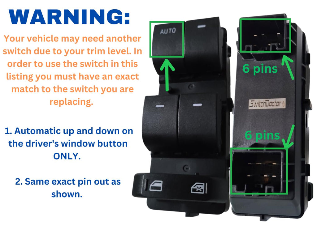 SWITCHDOCTOR Window Master Switch compatible with 2010-2012 Fusion and 2010 Milan
