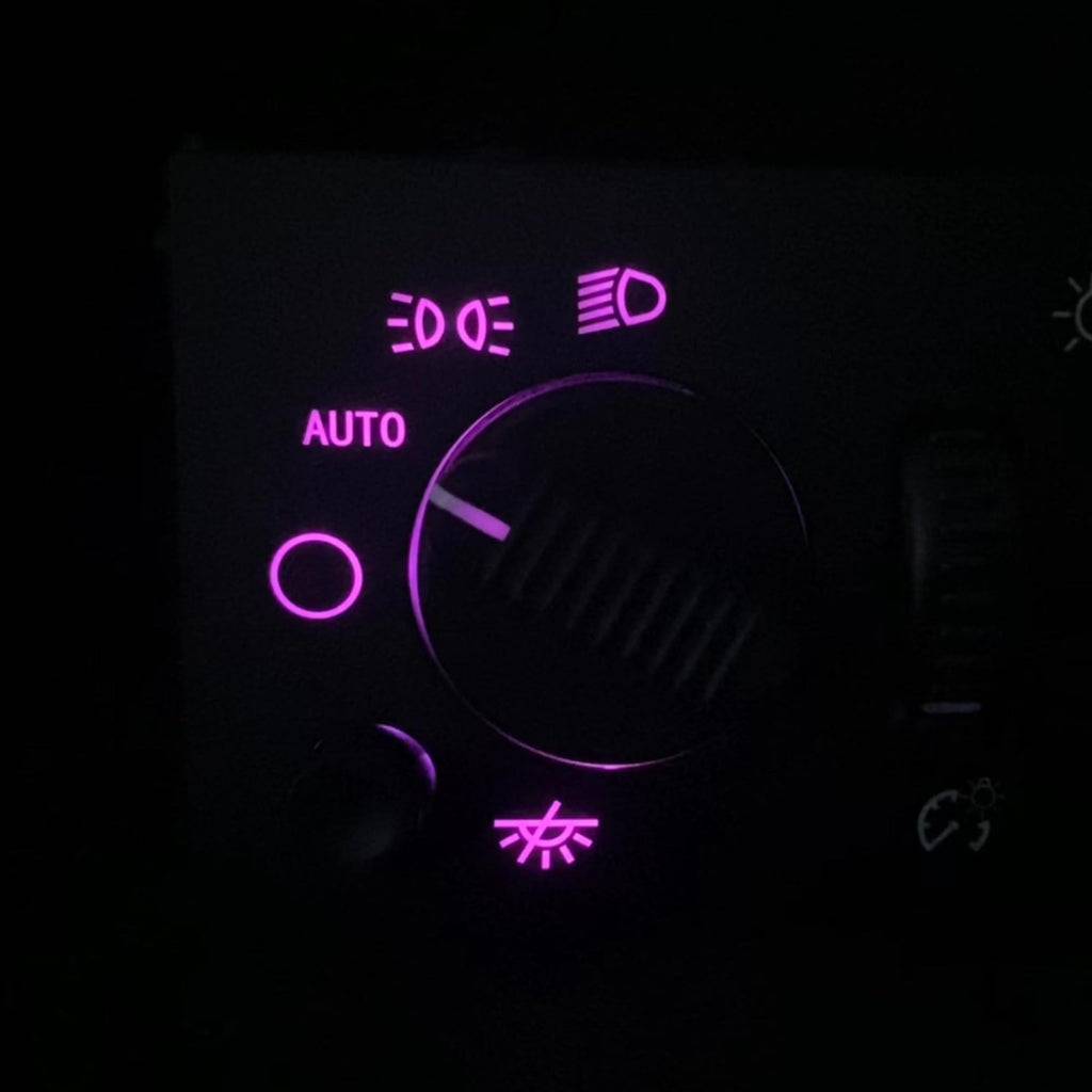 SWITCHDOCTOR Headlight Dimmer Switch compatible with 2003-2007 Chevrolet Silverado, Sierra, Hummer H2, 2003-2006 Suburban, Tahoe, Avalanche, Yukon, Escalade (Pink Light)