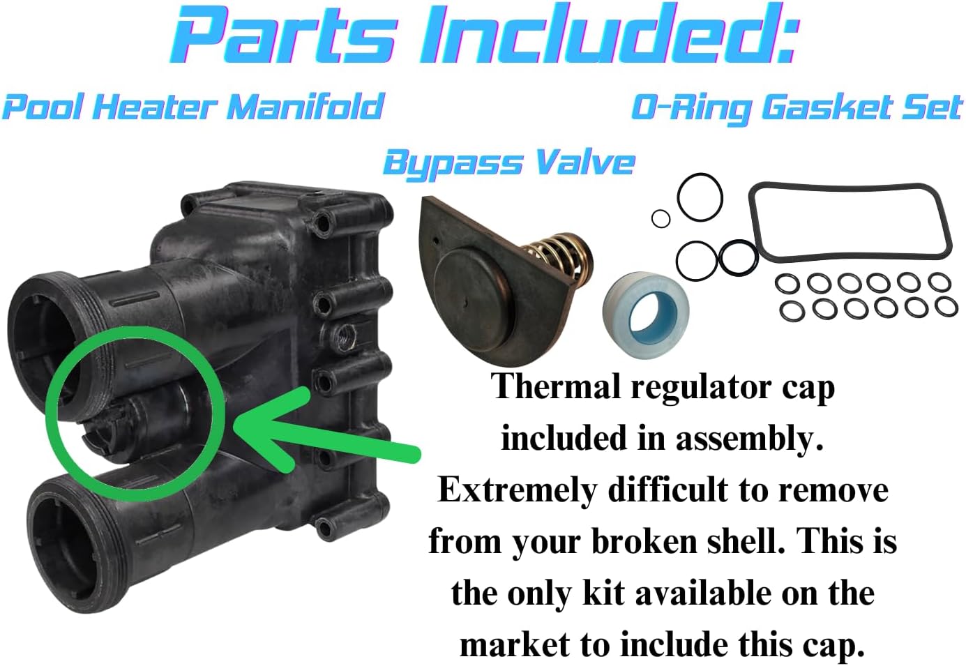 SWITCHDOCTOR Pool Heater Manifold Assembly Kit with O-Rings and Bypass Valve for Pentair MasterTemp 175, 200, 250, 300, 400 Sta-Rite Max-e-Therm SR200, SR333, SR400 77707-0205 77707-0206 77707-0014