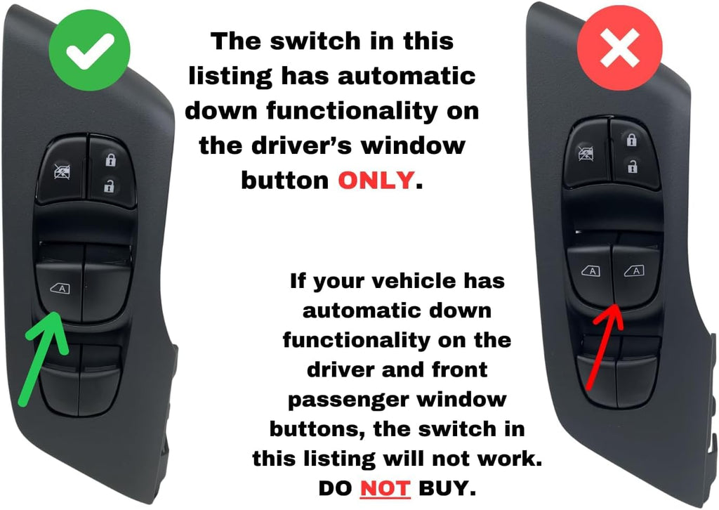 SWITCHDOCTOR Window Master Switch and Bezel Set for 2013-2018 Nissan Altima Sedan Base, S, SR, SV (25401-3TA5A)