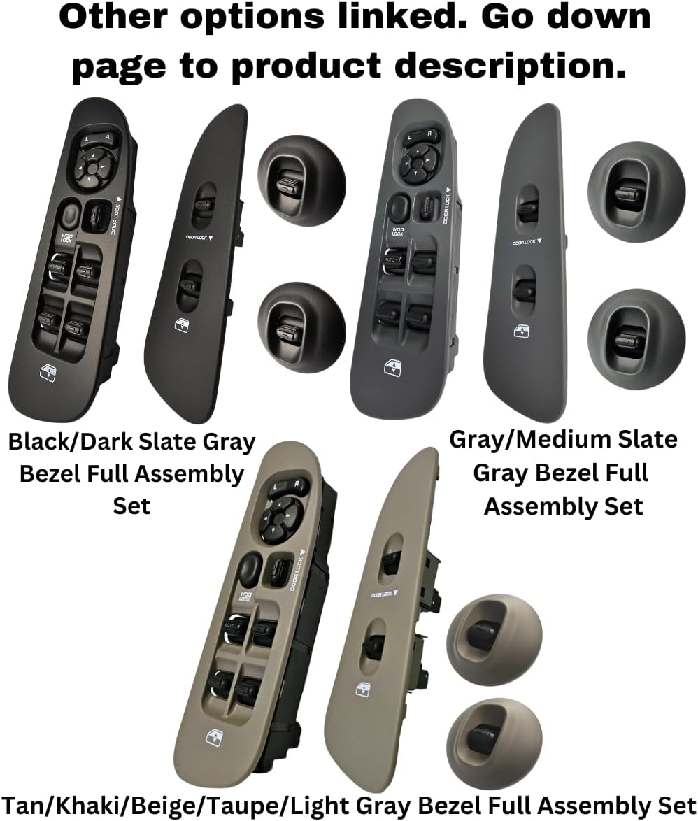 SWITCHDOCTOR Fully Assembled Window Master Switch & Gray Bezel Set for 2002-2008 Dodge Ram (Quad Cab, Crew, 68171680AA, 56049805AB, 56049805AA, 56045334AE, Medium Slate Gray)