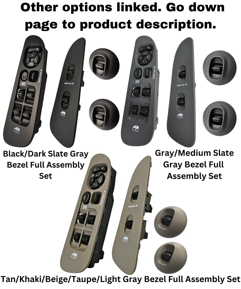 SWITCHDOCTOR Fully Assembled Window Master Switch & Gray Bezel Set for 2002-2008 Dodge Ram (Quad Cab, Crew, 68171680AA, 56049805AB, 56049805AA, 56045334AE, Medium Slate Gray)