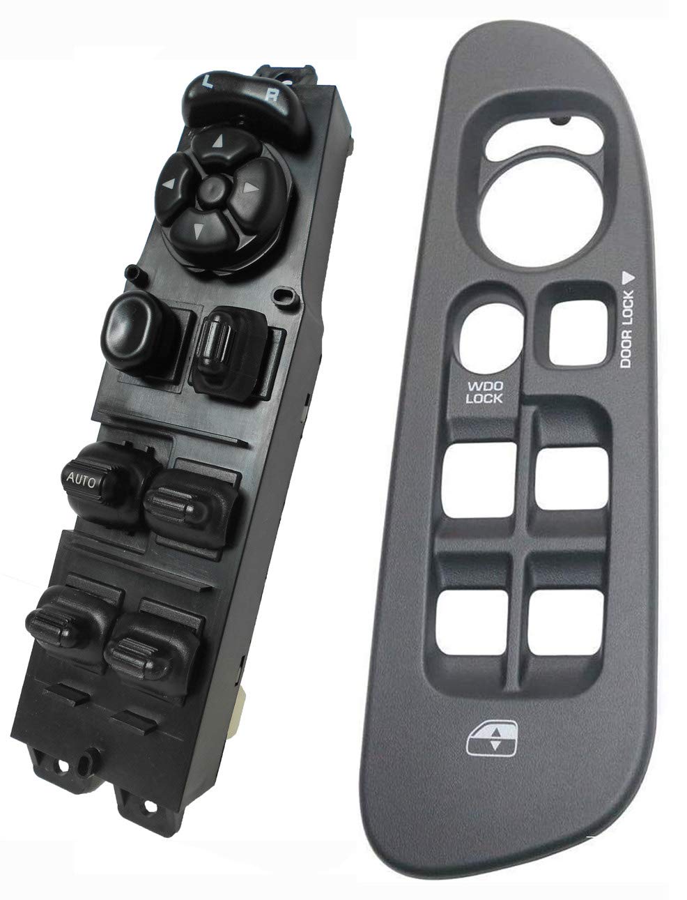 SWITCHDOCTOR Window Master Switch & Bezel Set for 2002, 2003, 2004, 2005, 2006, 2007, 2008 Dodge Ram (Quad Cab, Crew) (Black Bezel)