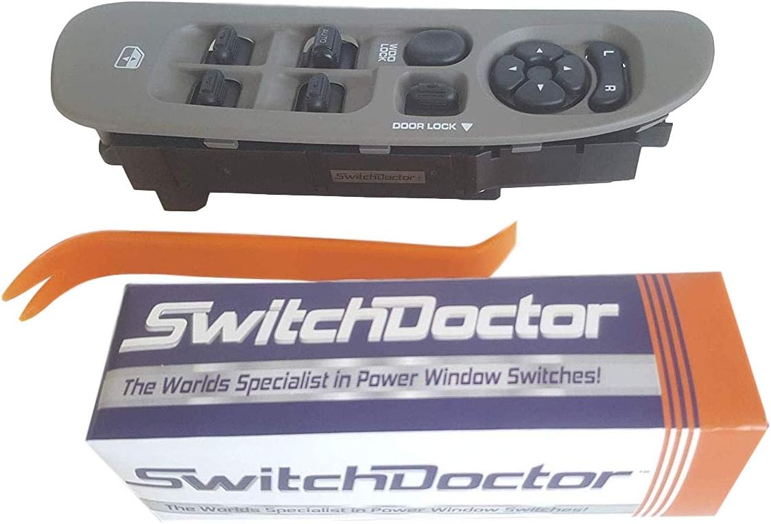 SWITCHDOCTOR Fully Assembled Window Switch & Tan Bezel Set for 2002-2008 Dodge Ram (68171680AA, 56049805AB, 56049805AA, 56045334AE, Quad Cab, Crew, Khaki/Taupe/Tan/Light Gray)