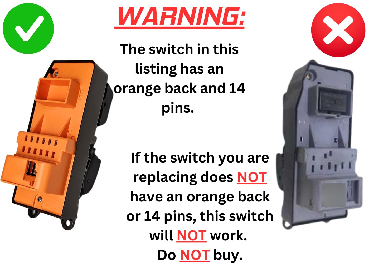 SWITCHDOCTOR Window Master Switch Compatible with 2004-2008 Solara 14 Pins (Pin Check Required) (84820-06052 and 84820-06051) (Control, Power)
