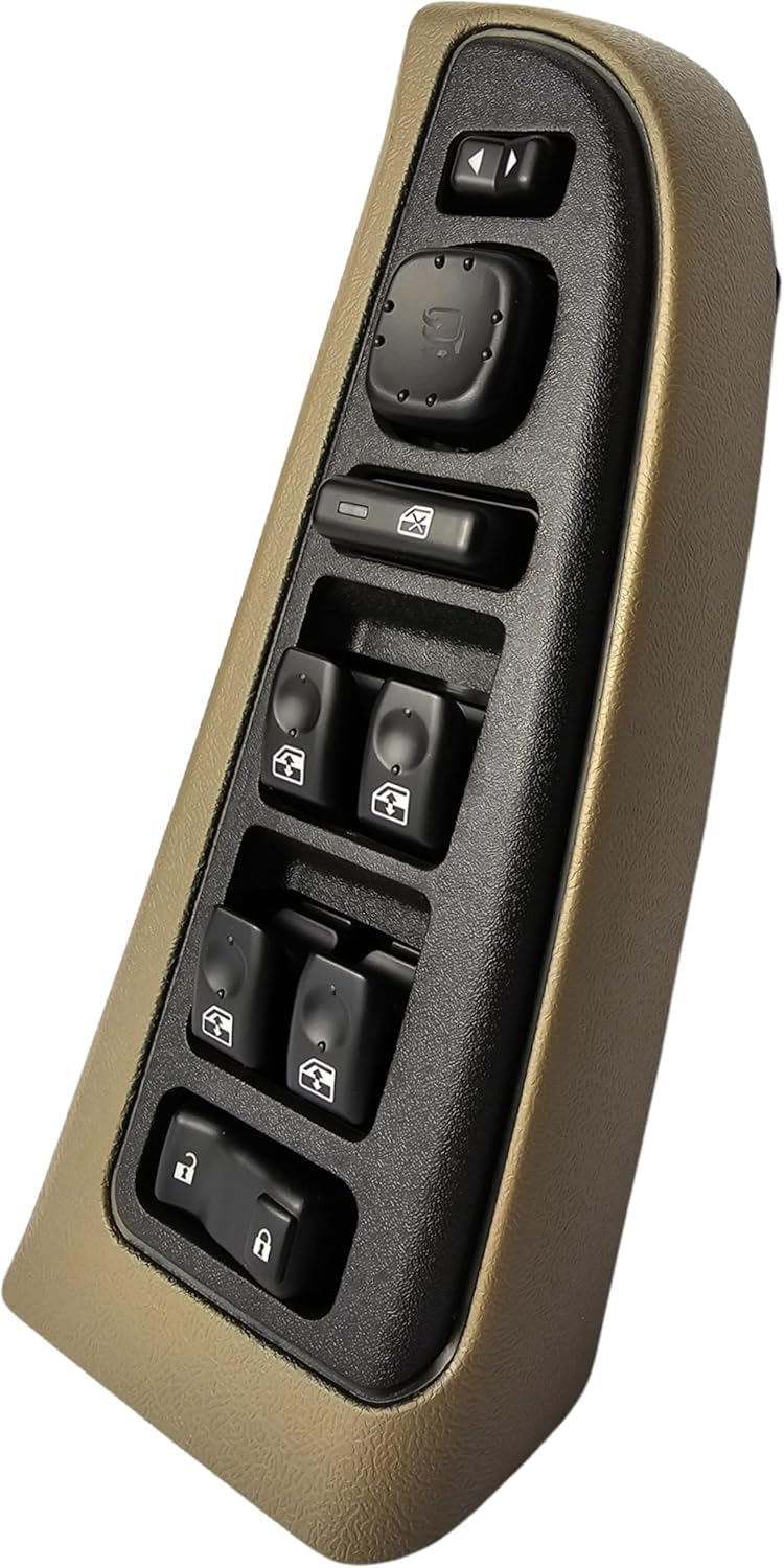 SWITCHDOCTOR Master Window Switch & Neutral Bezel for 2003-2006 Silverado, Sierra, Suburban, Tahoe, Yukon (15883319, 15883320, 15883321,15883323, Power, Button, Control, Panel, 89045127, Tan)