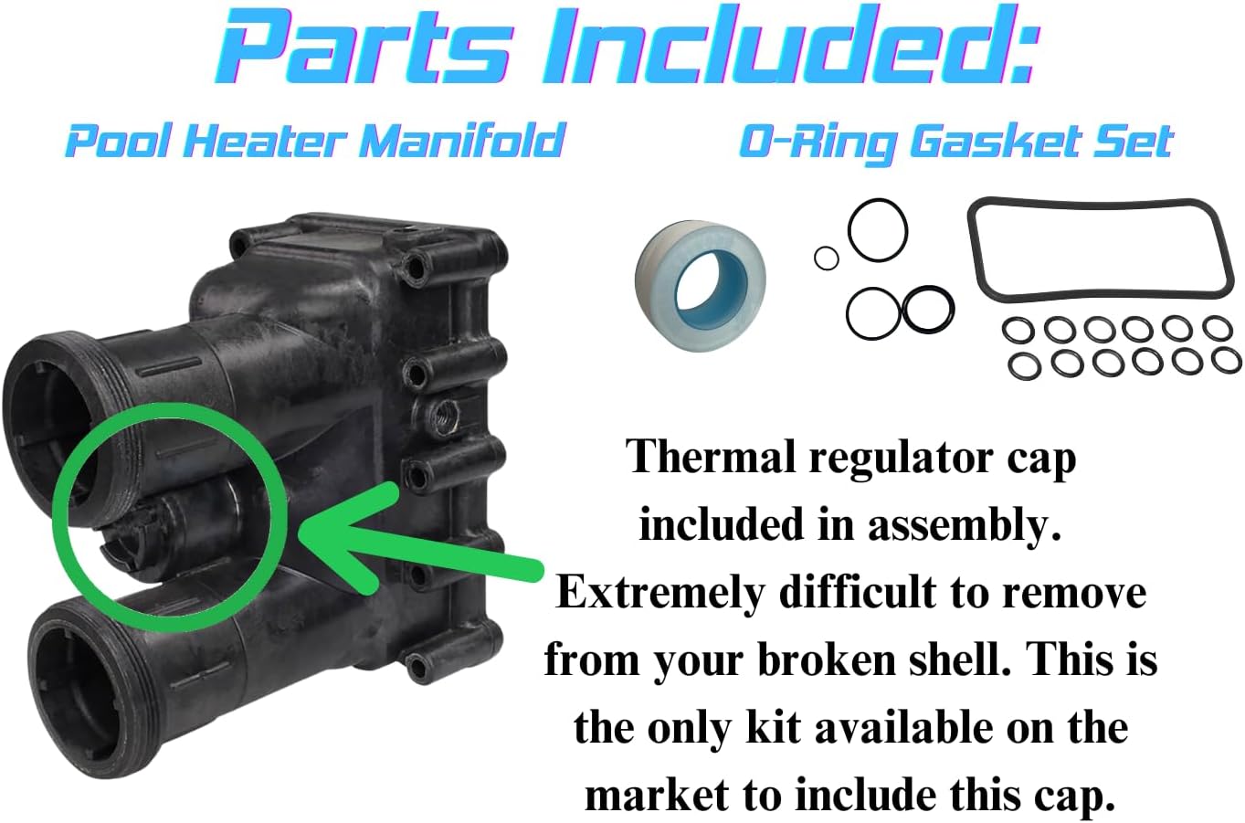 SWITCHDOCTOR Pool Heater Manifold Assembly Kit with O-Rings for Pentair MasterTemp 175, 200, 250, 300, 400 Sta-Rite Max-e-Therm SR200, SR333, SR400 77707-0205, 77707-0206 77707-0014 77707-0015