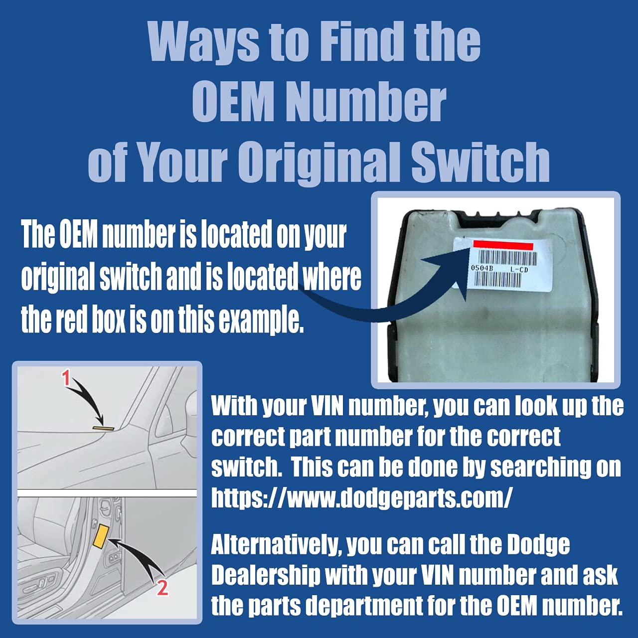 SWITCHDOCTOR Replacement for Window Master Switch for 2007-2010 300