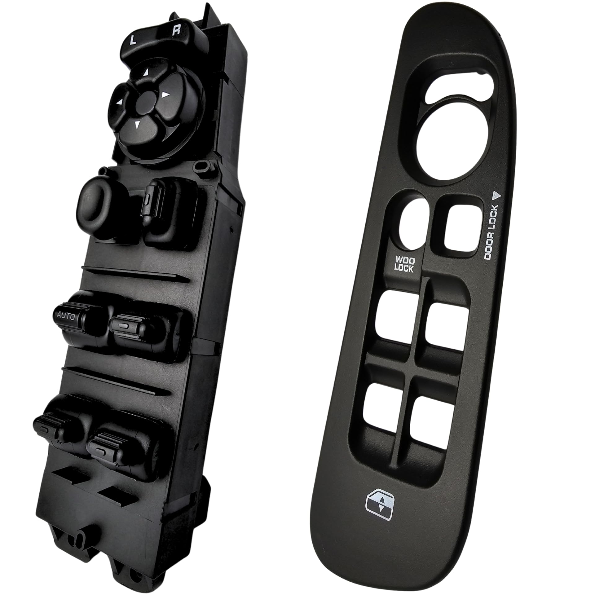 SWITCHDOCTOR Assembled Window Master Switch, Black Bezel, Front Passenger, & Lock Set for 2002-2008 Dodge Ram 1500 2500 3500 (Quad Cab) (68171680AA, 56049805AB, 56049805AA) (Dark Slate Gray)