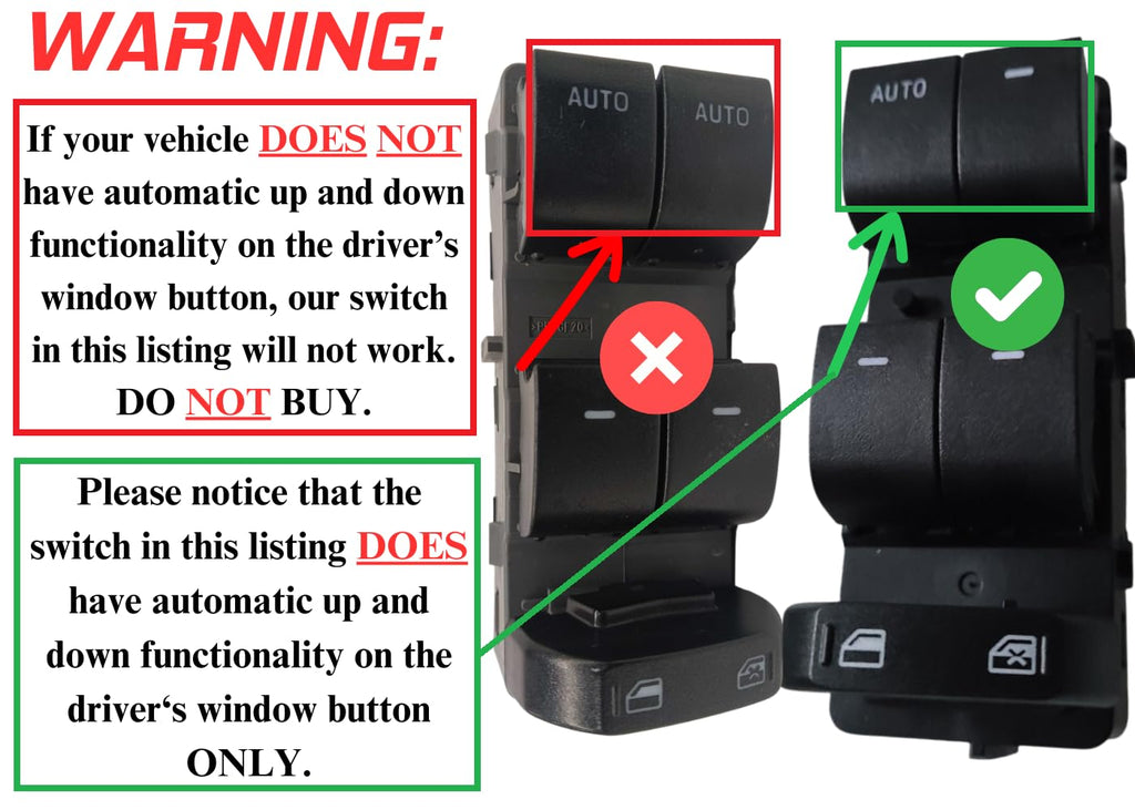SWITCHDOCTOR Window Master Switch compatible with 2010-2012 Fusion and 2010 Milan