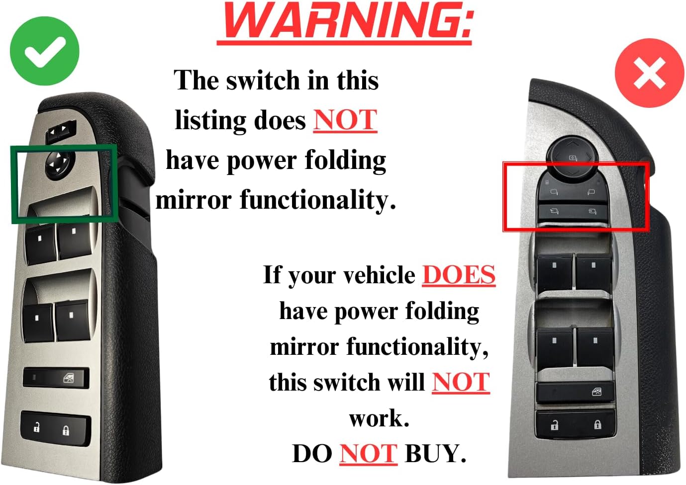 SWITCHDOCTOR Window Master Switch Assembly for 2010, 2011, 2012, 2013 Silverado & GMC Sierra (Without Power Folding Mirrors, Crew, Extended Cab, Full Assembly, Control)