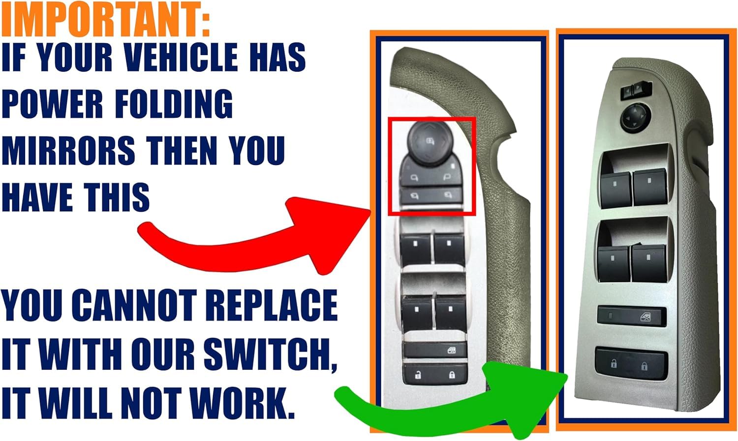SWITCHDOCTOR Window Switch Master Switch, Gray Bezel, Lock, & Mirror for 2007-2009 Chevrolet Silverado & GMC Sierra (20945129, Crew, Extended Cab Pickup, Chevy, Power, Button, Control)