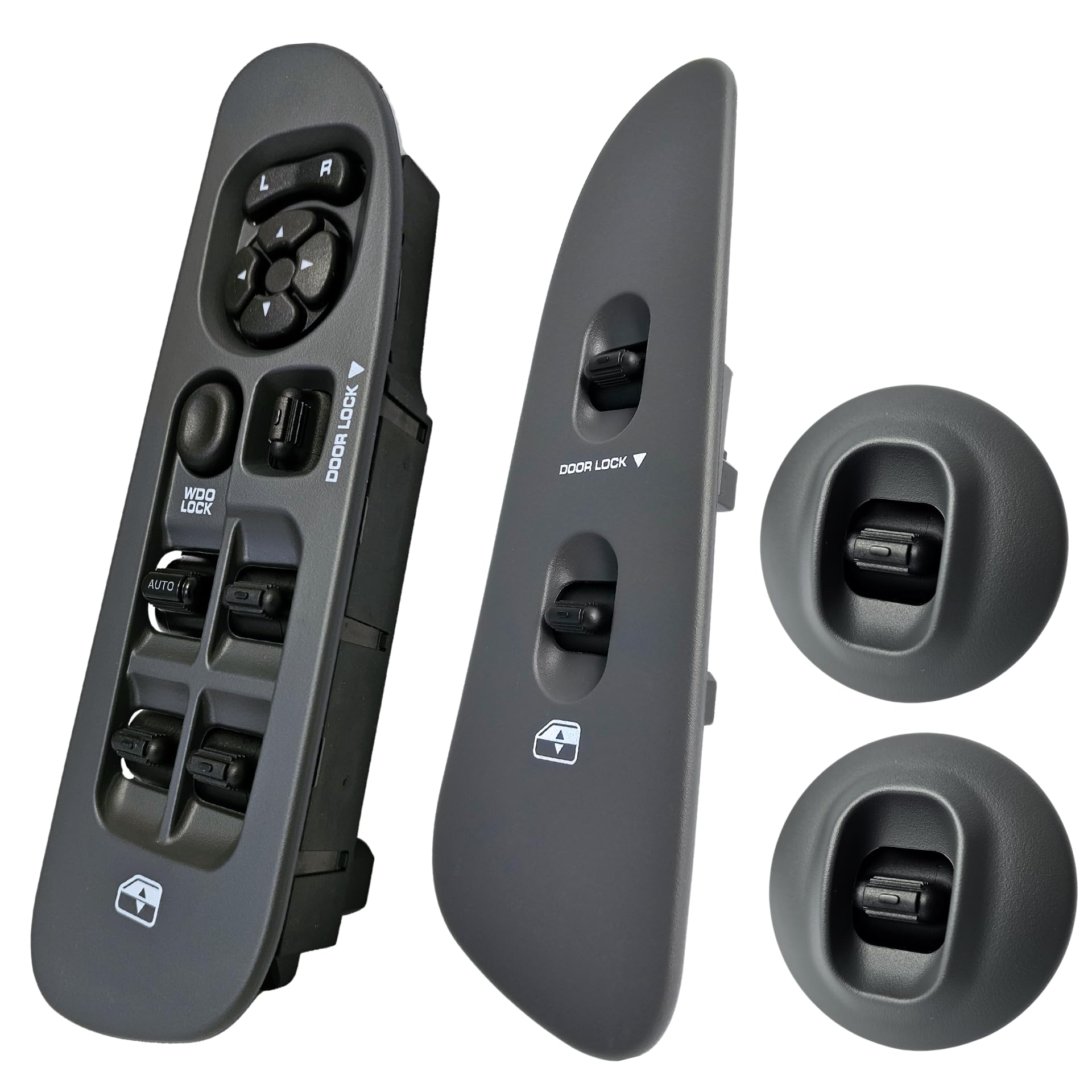 SWITCHDOCTOR Fully Assembled Window Switch Set Compatible with 2002-2008 Dodge Ram (Gray)