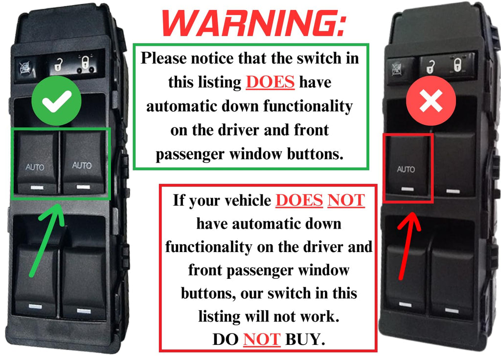 SWITCHDOCTOR Window Master Switch compatible with 2006 Jeep Commander, Grand Cherokee, Dodge Charger, and 2005-2006 Dodge Magnum, Chrysler 300