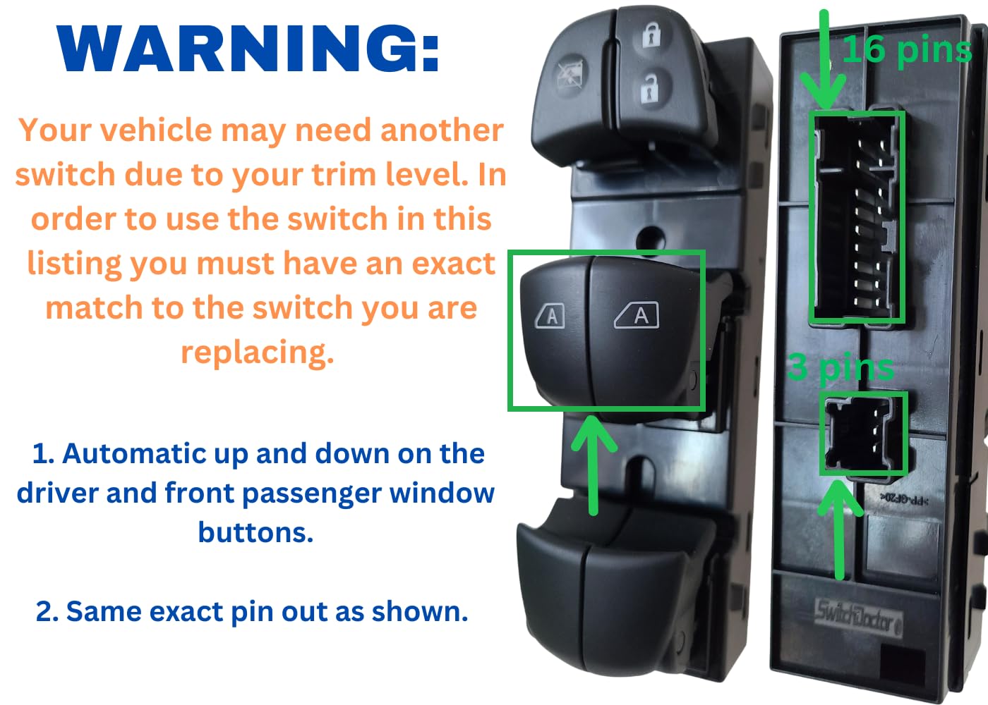 SWITCHDOCTOR Window Master Switch Compatible with 2013-2018 Nissan Altima