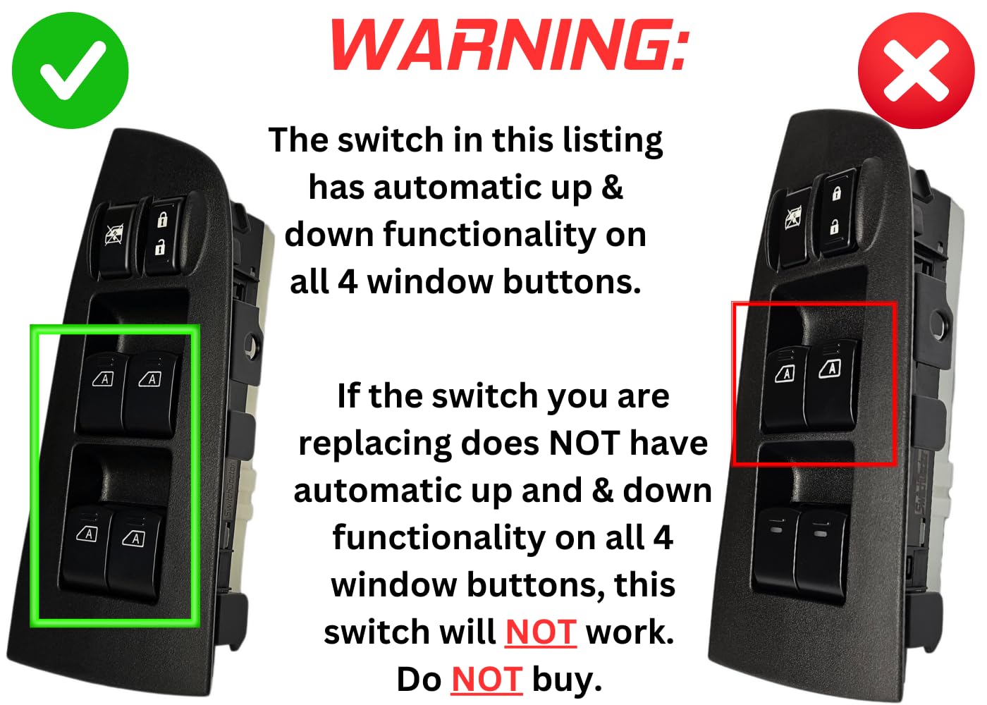 SWITCHDOCTOR Window Master Switch & Bezel Set for 2009-2014 Nissan Maxima (SV)