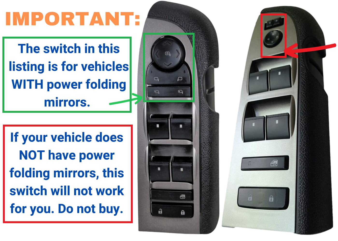 SWITCHDOCTOR Window Master Switch Compatible with 2007-2013 Chevrolet Silverado, Avalanche; 2007-2014 Suburban, Tahoe, Sierra, Yukon with Power Folding Mirrors (20835553)