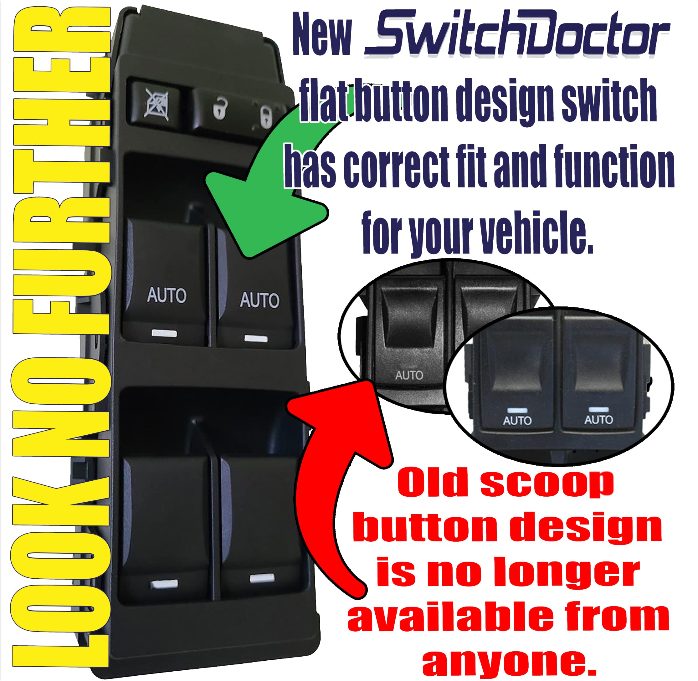 SWITCHDOCTOR Window Master Switch compatible with 2006 Jeep Commander, Grand Cherokee, Dodge Charger, and 2005-2006 Dodge Magnum, Chrysler 300