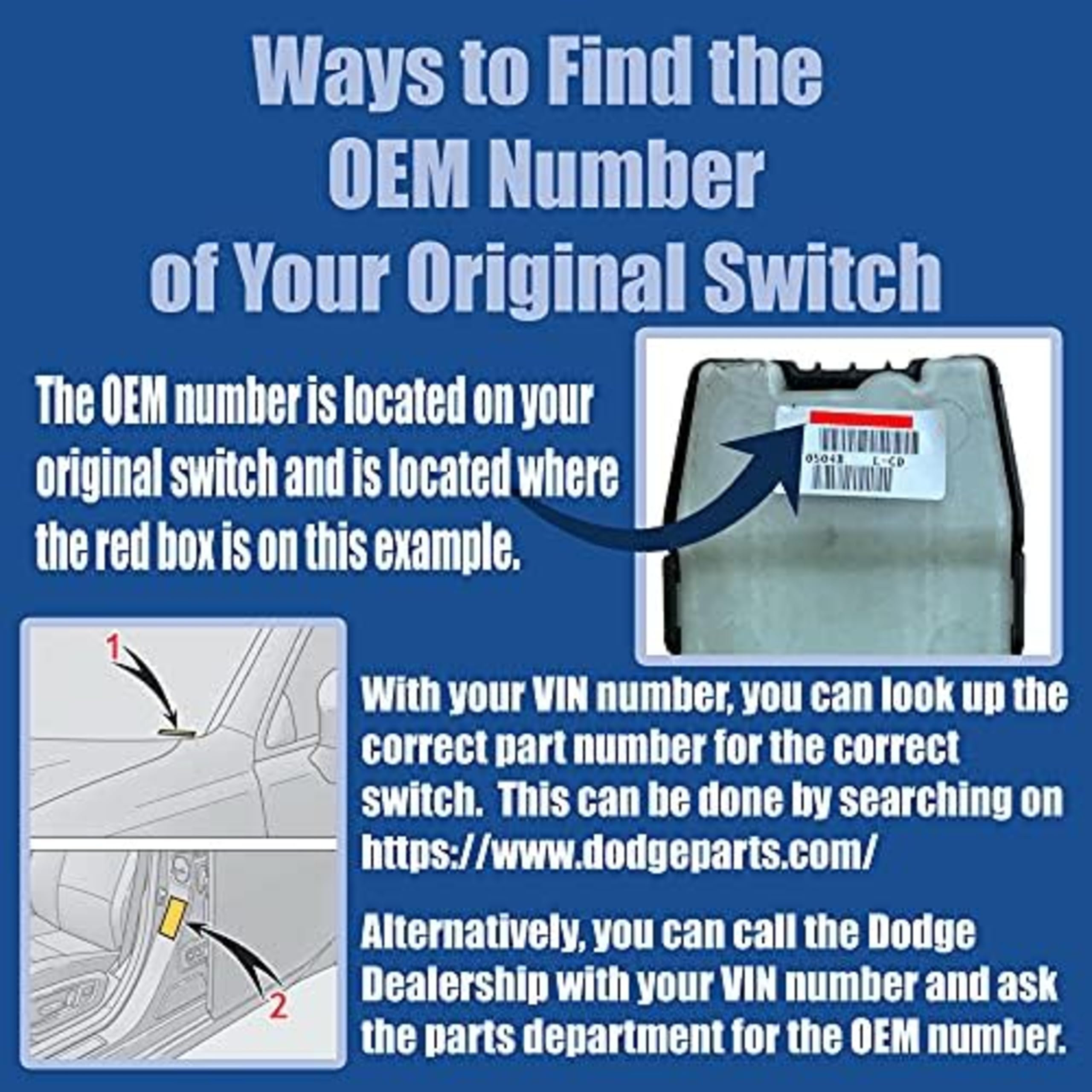 SWITCHDOCTOR Window Master Switch Compatible with 2005-2011 Dodge Dakota (2 Door) (4602783AA and V7700003AA) (Control, Power)