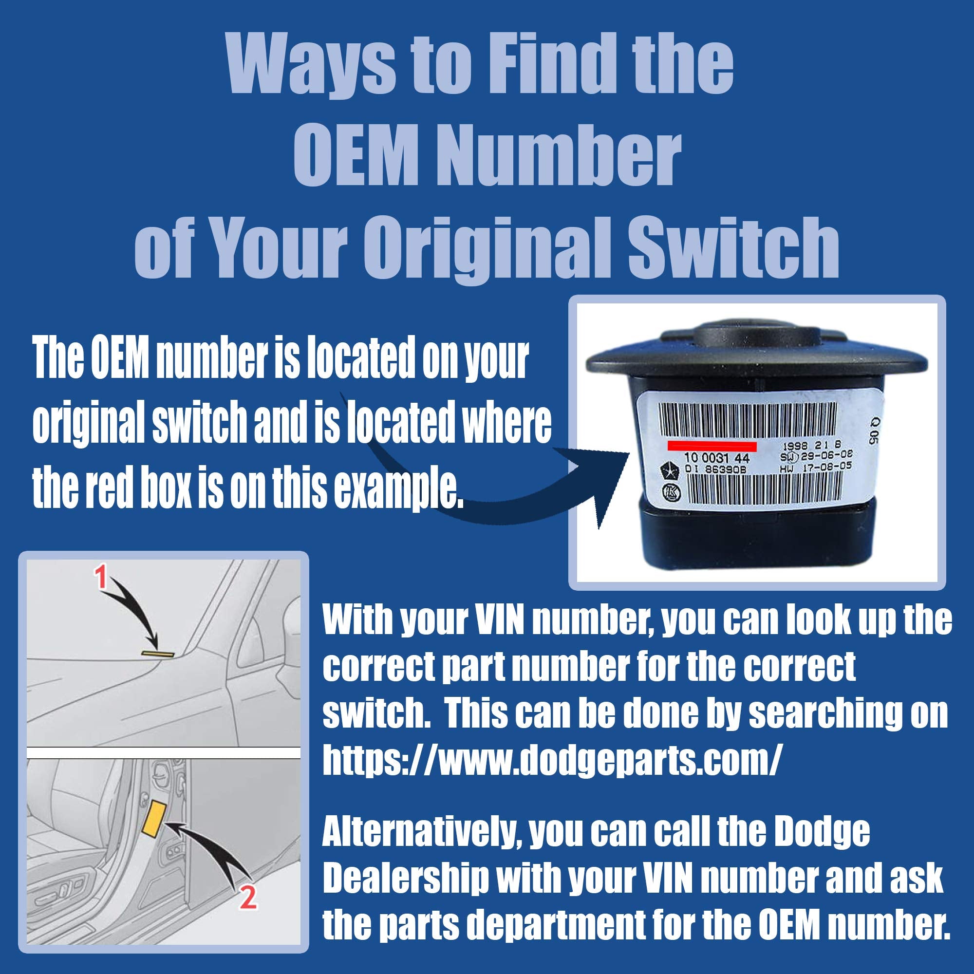 SWITCHDOCTOR Replacement for Window Master Switch for 2011-2013 Grand Cherokee (Pin Check Required)